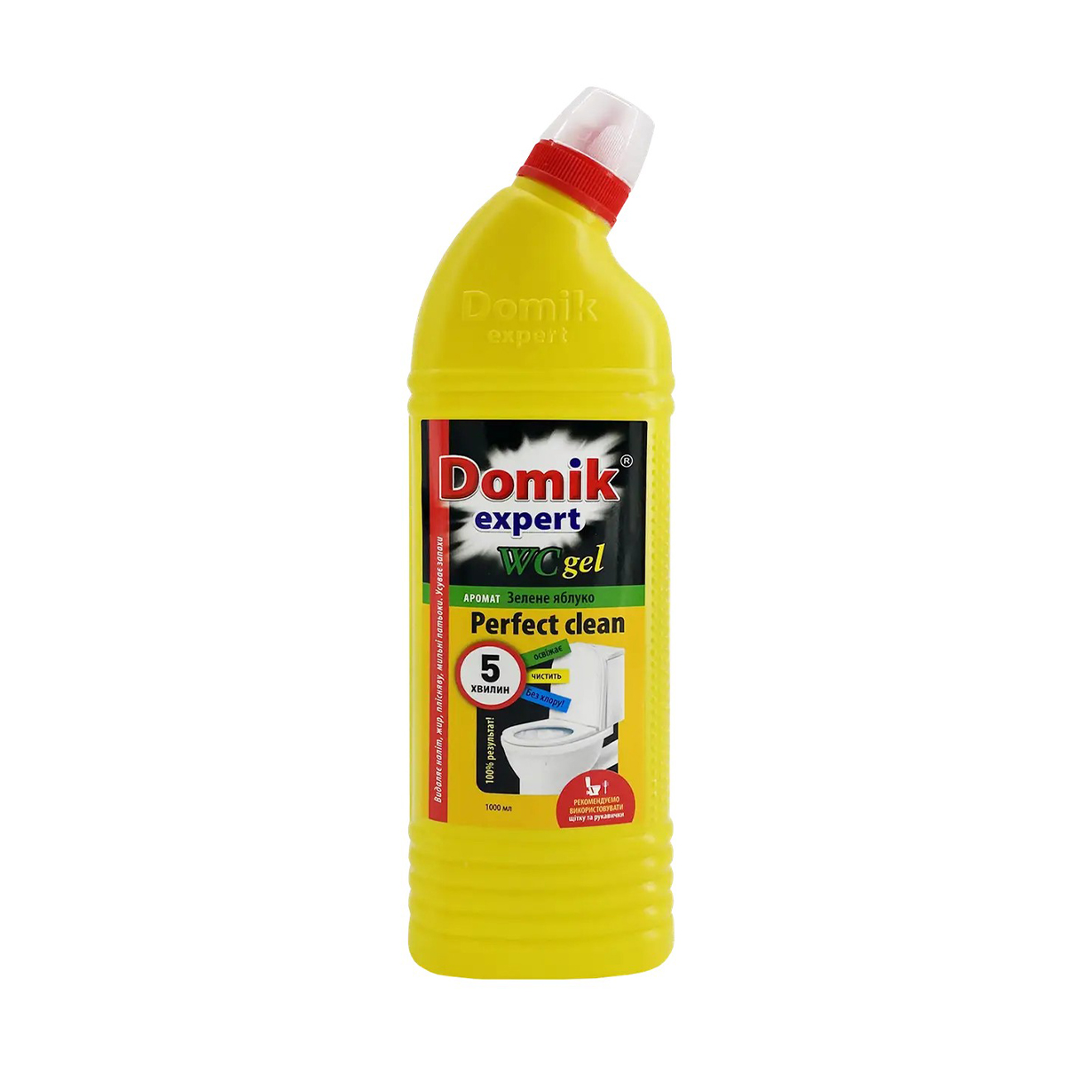 Гель для туалету Domik Expert WC Gel Perfect Clean Зелене яблуко, 1 л